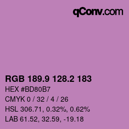カラーコード: RGB 189.9 128.2 183 | qconv.com