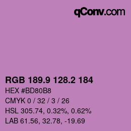カラーコード: RGB 189.9 128.2 184 | qconv.com