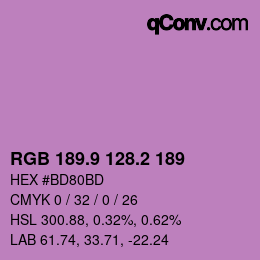 カラーコード: RGB 189.9 128.2 189 | qconv.com