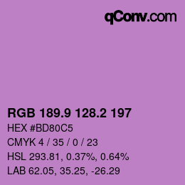 カラーコード: RGB 189.9 128.2 197 | qconv.com
