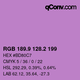 カラーコード: RGB 189.9 128.2 199 | qconv.com