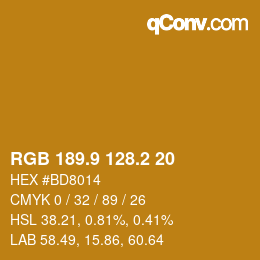 カラーコード: RGB 189.9 128.2 20 | qconv.com