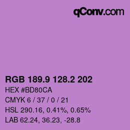 カラーコード: RGB 189.9 128.2 202 | qconv.com