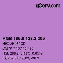 カラーコード: RGB 189.9 128.2 205 | qconv.com