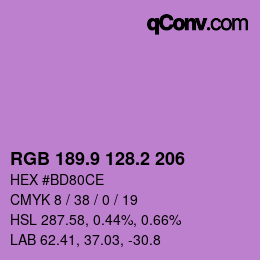 カラーコード: RGB 189.9 128.2 206 | qconv.com
