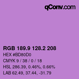 カラーコード: RGB 189.9 128.2 208 | qconv.com