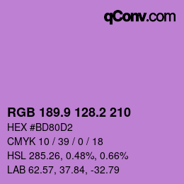 カラーコード: RGB 189.9 128.2 210 | qconv.com