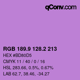 カラーコード: RGB 189.9 128.2 213 | qconv.com