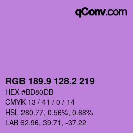 カラーコード: RGB 189.9 128.2 219 | qconv.com