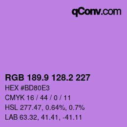 カラーコード: RGB 189.9 128.2 227 | qconv.com