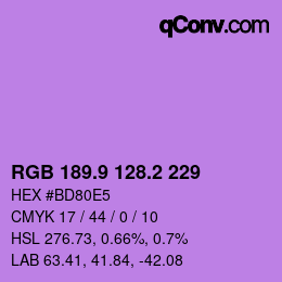 カラーコード: RGB 189.9 128.2 229 | qconv.com