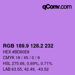 カラーコード: RGB 189.9 128.2 232 | qconv.com