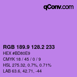 カラーコード: RGB 189.9 128.2 233 | qconv.com