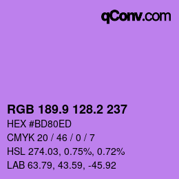 カラーコード: RGB 189.9 128.2 237 | qconv.com