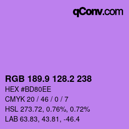 カラーコード: RGB 189.9 128.2 238 | qconv.com