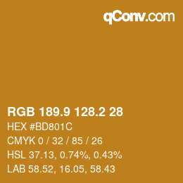 Color code: RGB 189.9 128.2 28 | qconv.com