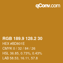 カラーコード: RGB 189.9 128.2 30 | qconv.com