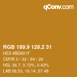 カラーコード: RGB 189.9 128.2 31 | qconv.com