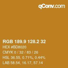 カラーコード: RGB 189.9 128.2 32 | qconv.com