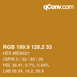 Farbcode: RGB 189.9 128.2 33 | qconv.com