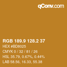 Color code: RGB 189.9 128.2 37 | qconv.com