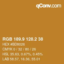 カラーコード: RGB 189.9 128.2 38 | qconv.com