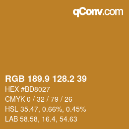 カラーコード: RGB 189.9 128.2 39 | qconv.com
