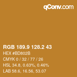 カラーコード: RGB 189.9 128.2 43 | qconv.com