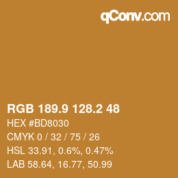 カラーコード: RGB 189.9 128.2 48 | qconv.com