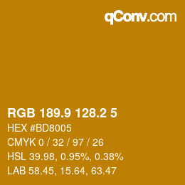 カラーコード: RGB 189.9 128.2 5 | qconv.com