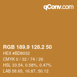 カラーコード: RGB 189.9 128.2 50 | qconv.com