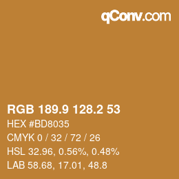 Color code: RGB 189.9 128.2 53 | qconv.com