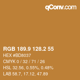 カラーコード: RGB 189.9 128.2 55 | qconv.com