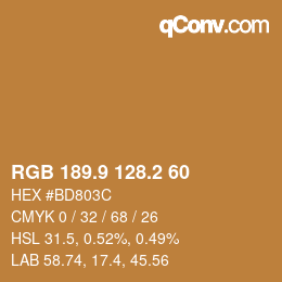 カラーコード: RGB 189.9 128.2 60 | qconv.com