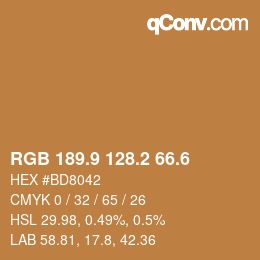 カラーコード: RGB 189.9 128.2 66.6 | qconv.com