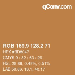Color code: RGB 189.9 128.2 71 | qconv.com