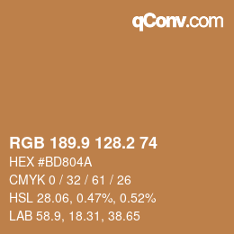Color code: RGB 189.9 128.2 74 | qconv.com