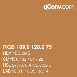 カラーコード: RGB 189.9 128.2 75 | qconv.com