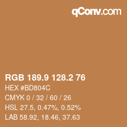 Color code: RGB 189.9 128.2 76 | qconv.com