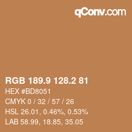 Color code: RGB 189.9 128.2 81 | qconv.com