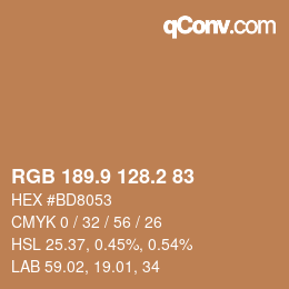 カラーコード: RGB 189.9 128.2 83 | qconv.com