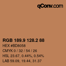 カラーコード: RGB 189.9 128.2 88 | qconv.com