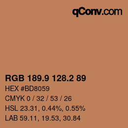 Color code: RGB 189.9 128.2 89 | qconv.com