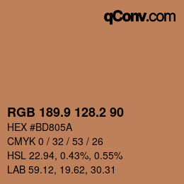カラーコード: RGB 189.9 128.2 90 | qconv.com