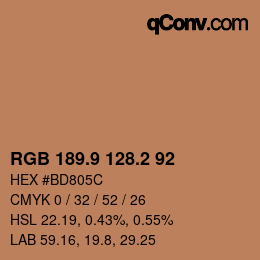 カラーコード: RGB 189.9 128.2 92 | qconv.com