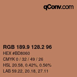 カラーコード: RGB 189.9 128.2 96 | qconv.com