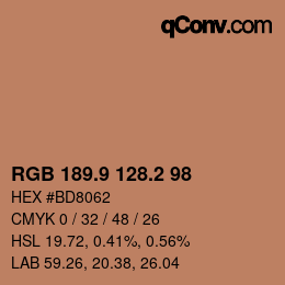 カラーコード: RGB 189.9 128.2 98 | qconv.com
