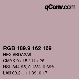 カラーコード: RGB 189.9 162 169 | qconv.com