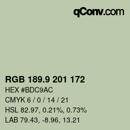カラーコード: RGB 189.9 201 172 | qconv.com