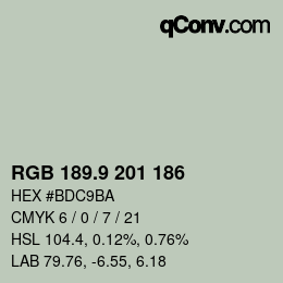 Color code: RGB 189.9 201 186 | qconv.com